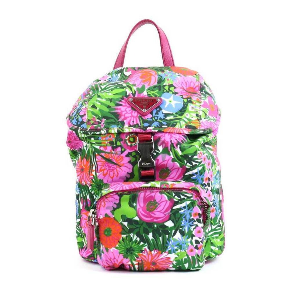 Prada Flower Botanical Backpack Pink Multicolor